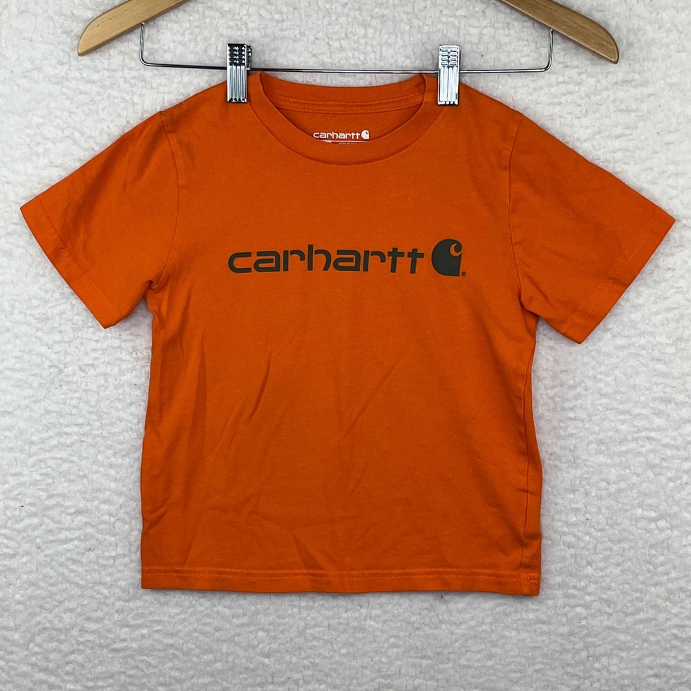 Carhartt Kids Orange Graphic Logo Short Sleeve T-Shirt Size 4T‎ Boys Girls